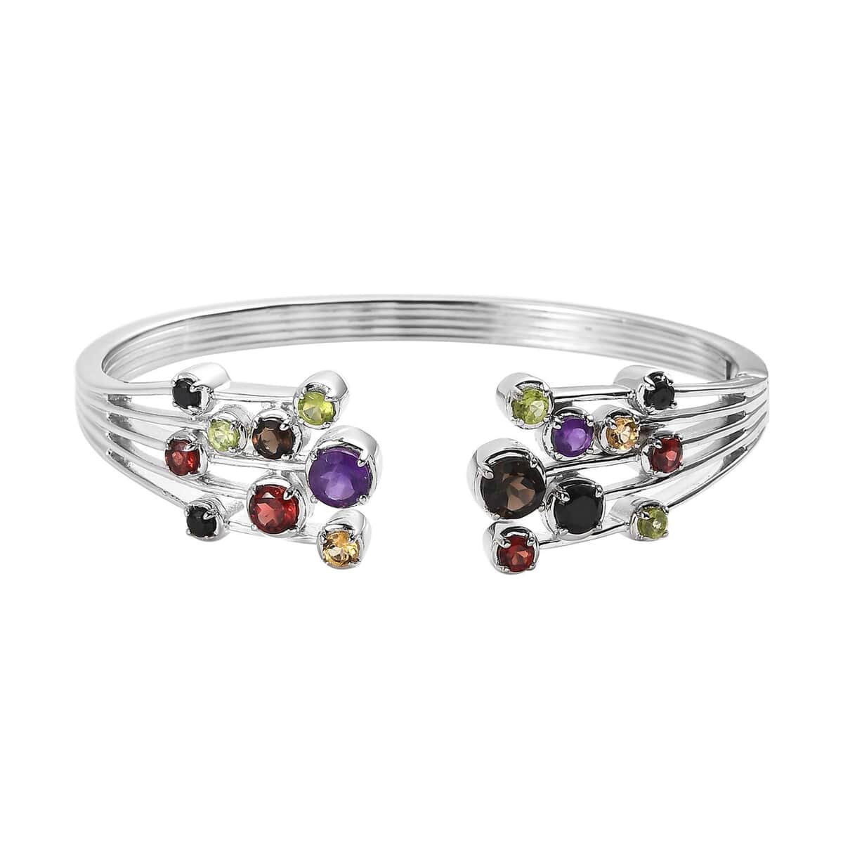 Karis Multi Gemstone Cuff Bracelet in Platinum Bond (7.25 In) 5.35 ctw image number 0