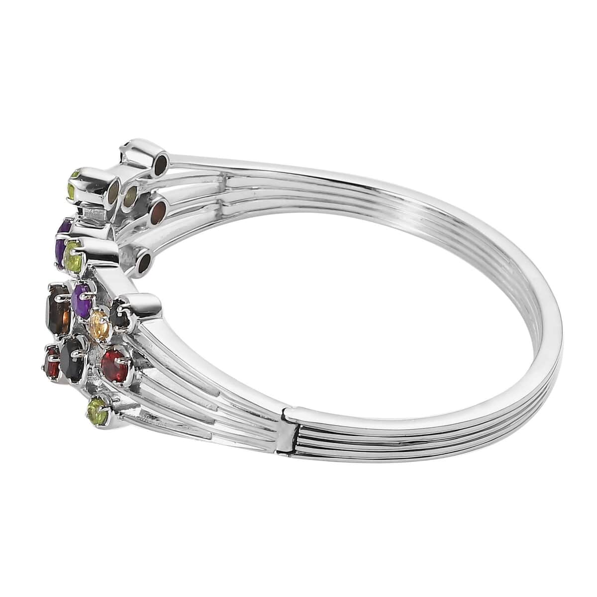 Karis Multi Gemstone Cuff Bracelet in Platinum Bond (7.25 In) 5.35 ctw image number 2