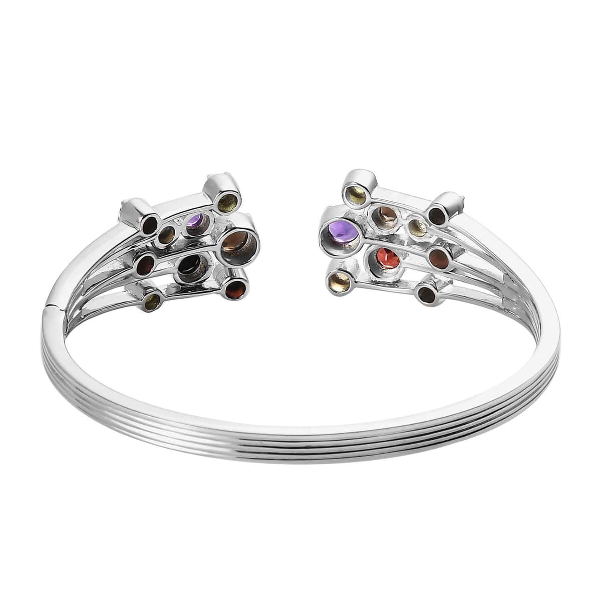 Karis Multi Gemstone Cuff Bracelet in Platinum Bond (7.25 In) 5.35 ctw image number 3