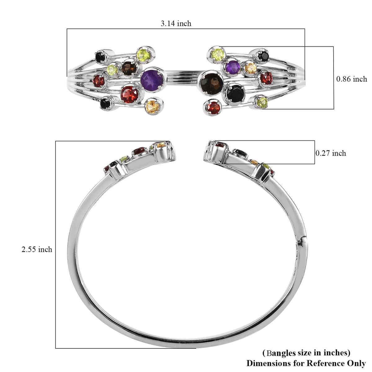 Karis Multi Gemstone Cuff Bracelet in Platinum Bond (7.25 In) 5.35 ctw image number 4