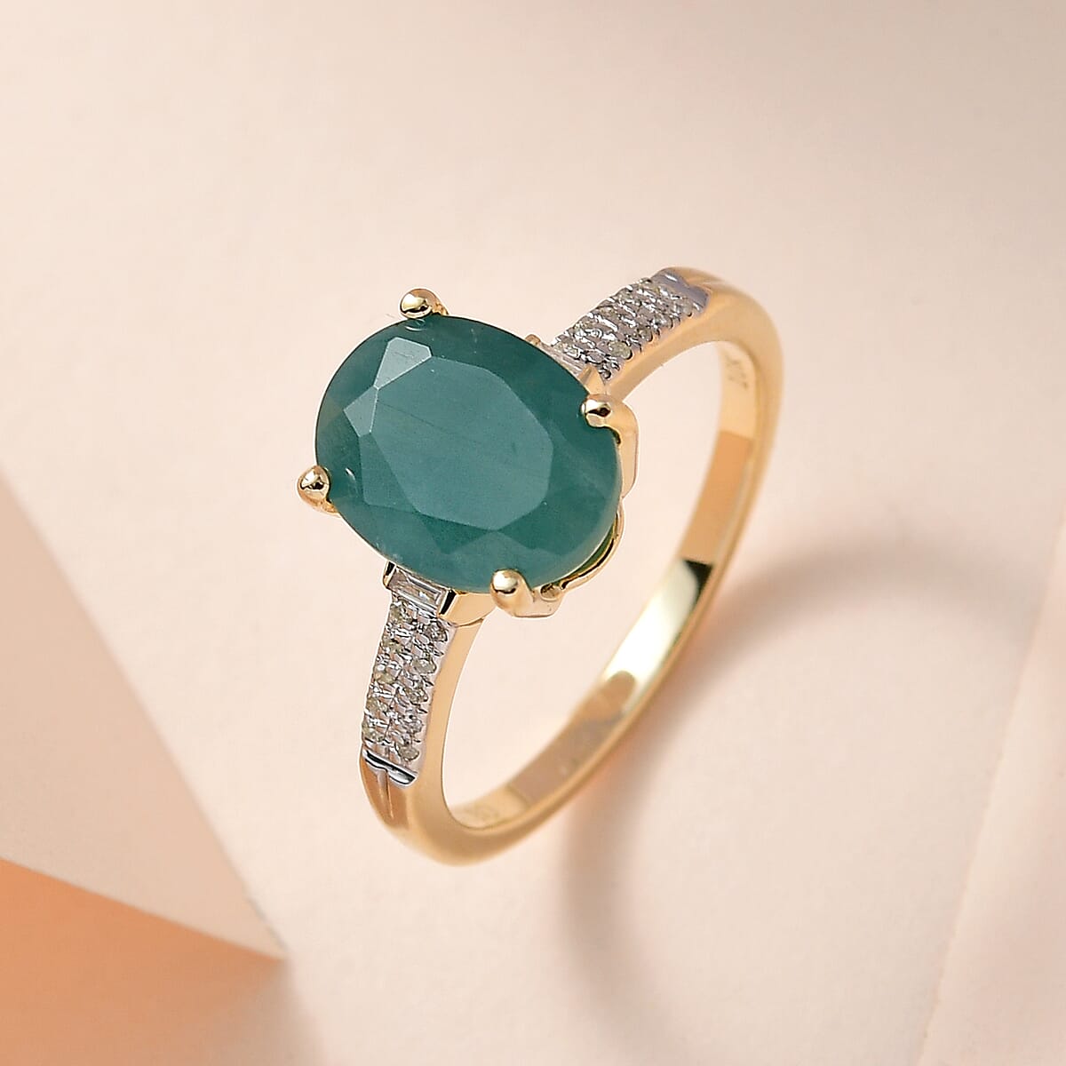 Luxoro 10K Yellow Gold AAA Grandidierite and Diamond Ring 3.00 ctw image number 1