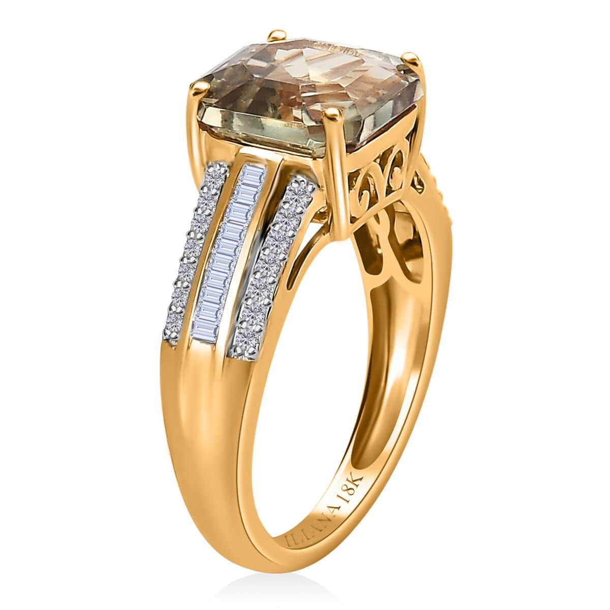 Iliana 18K Yellow Gold AAA Turkizite and G-H SI Diamond Ring 4.25 Grams 4.35 ctw image number 3