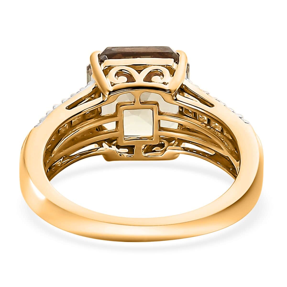 Iliana 18K Yellow Gold AAA Turkizite and G-H SI Diamond Ring 4.25 Grams 4.35 ctw image number 4