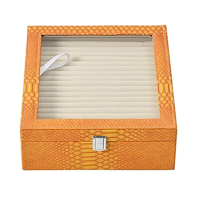 Yellow Faux Leather New Design Dragon Skin 2 Layer Ring Box