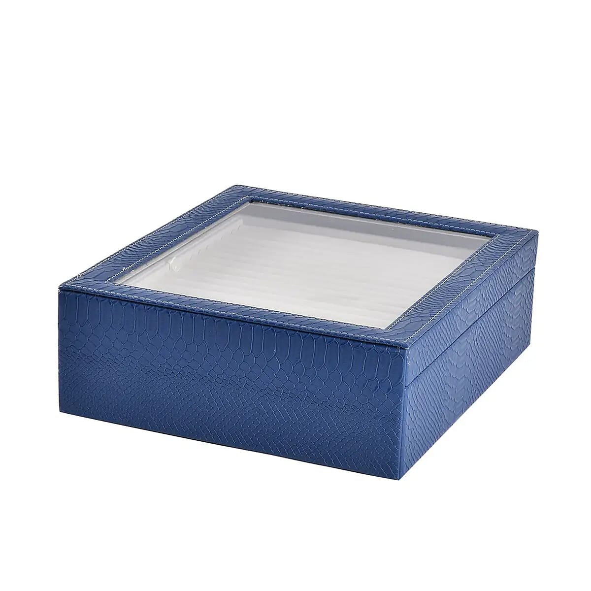 Blue Faux Leather New Design Dragon Skin 2 Layer Ring Box image number 5