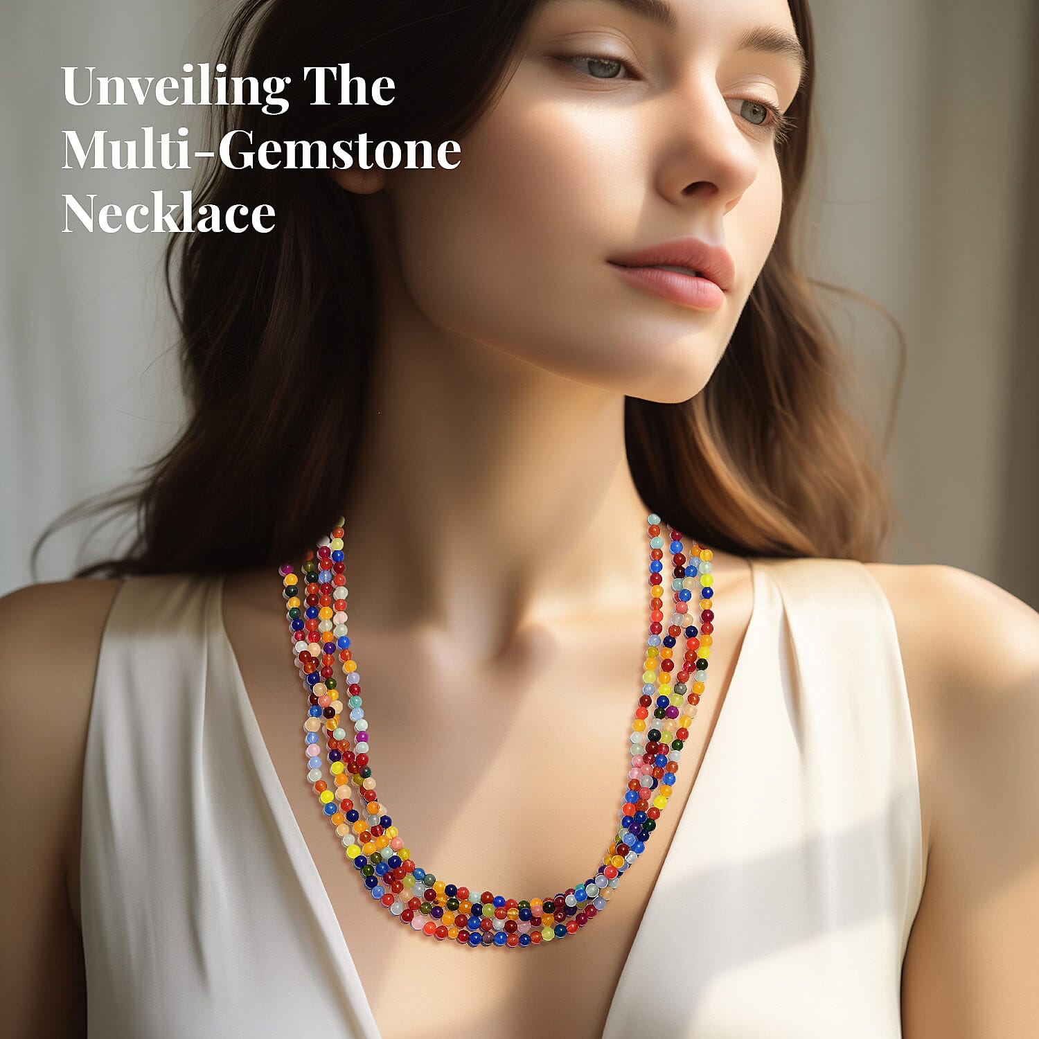 Multi Gemstone 350.00 ctw Beaded Endless Necklace 100 Inches