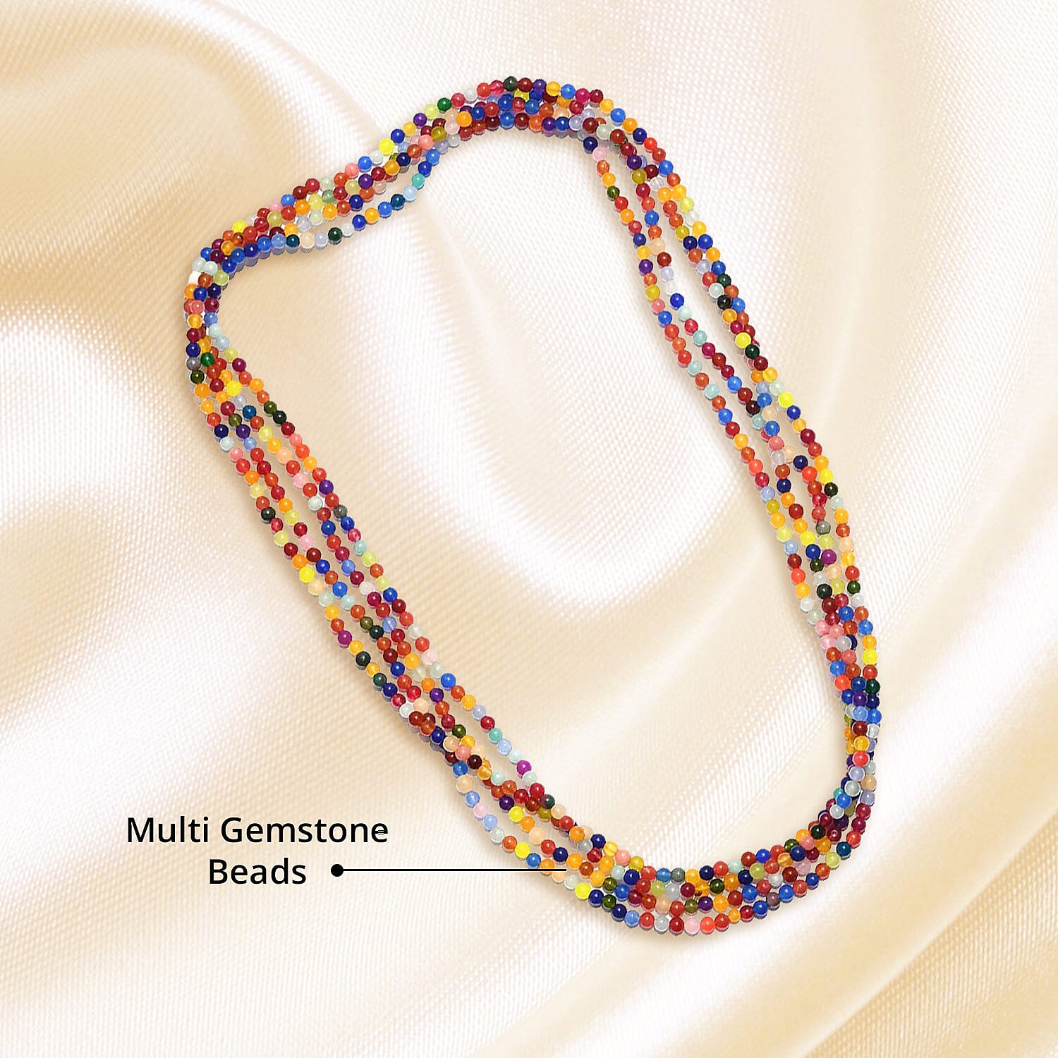 Multi Gemstone 350.00 ctw Beaded Endless Necklace 100 Inches