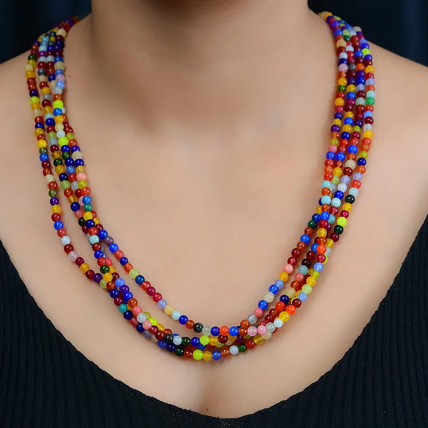 Multi Gemstone 350.00 ctw Beaded Endless Necklace 100 Inches