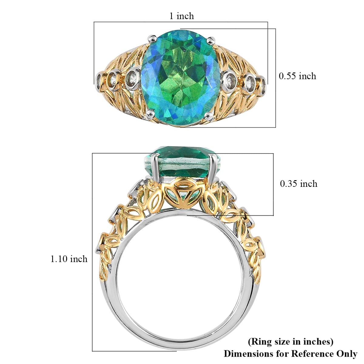 Buy Peacock Quartz (Triplet) and White Zircon Ring in