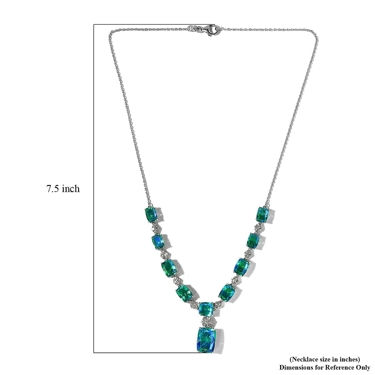 Peacock Quartz (Triplet) and White Zircon Necklace 18 Inches in Platinum Over Sterling Silver 28.35 ctw image number 4