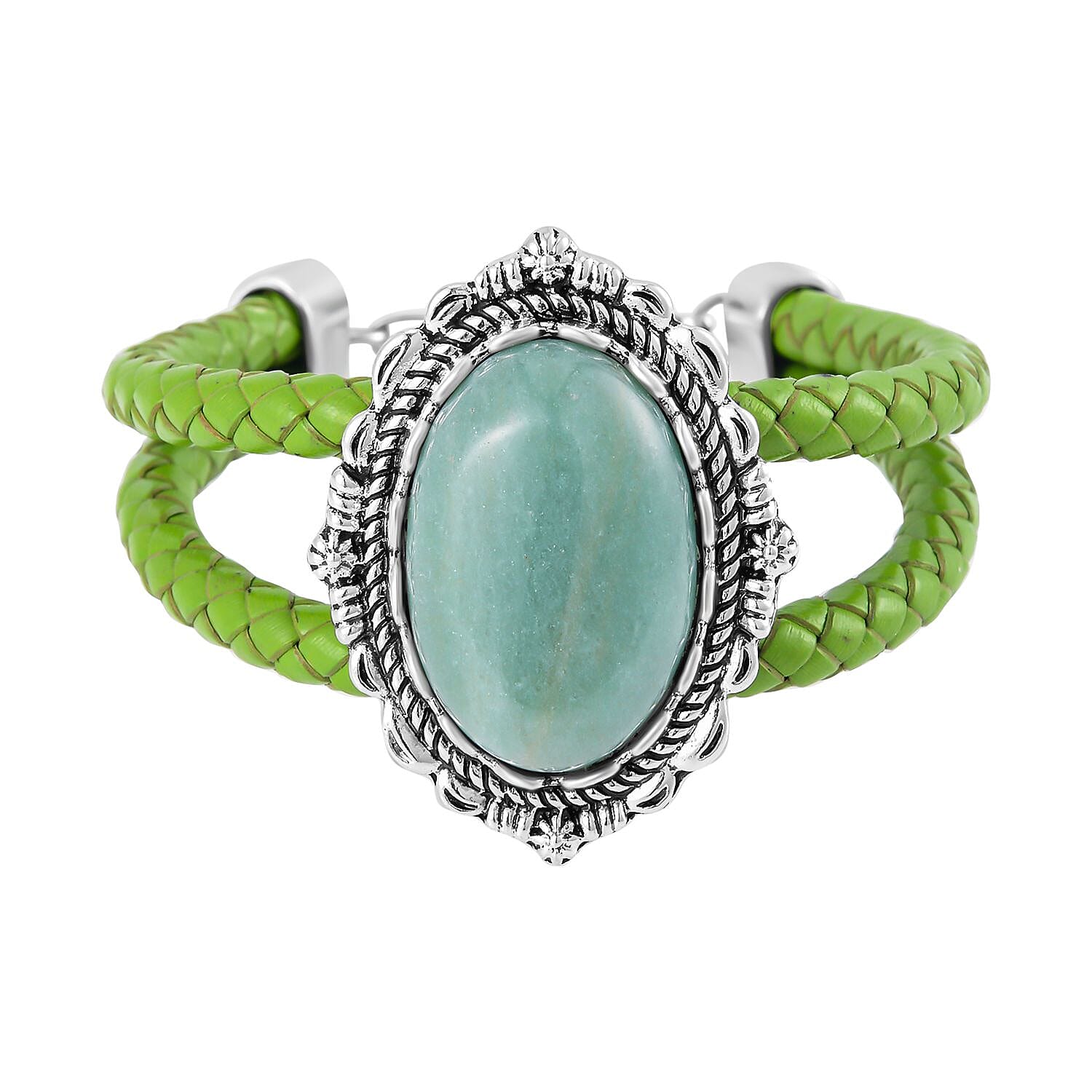Green Aventurine Bracelet in Silvertone (7.50 In)