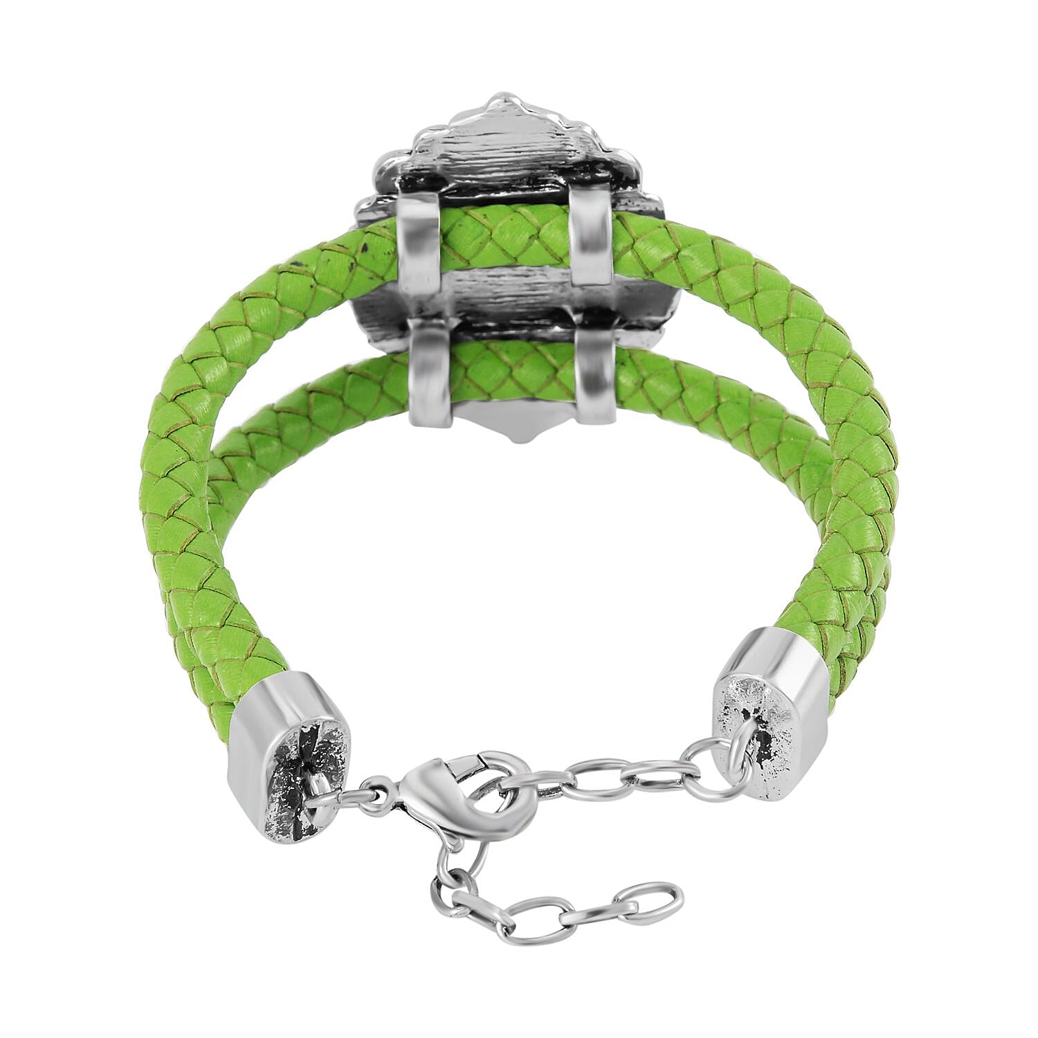 Green Aventurine Bracelet in Silvertone (7.50 In)