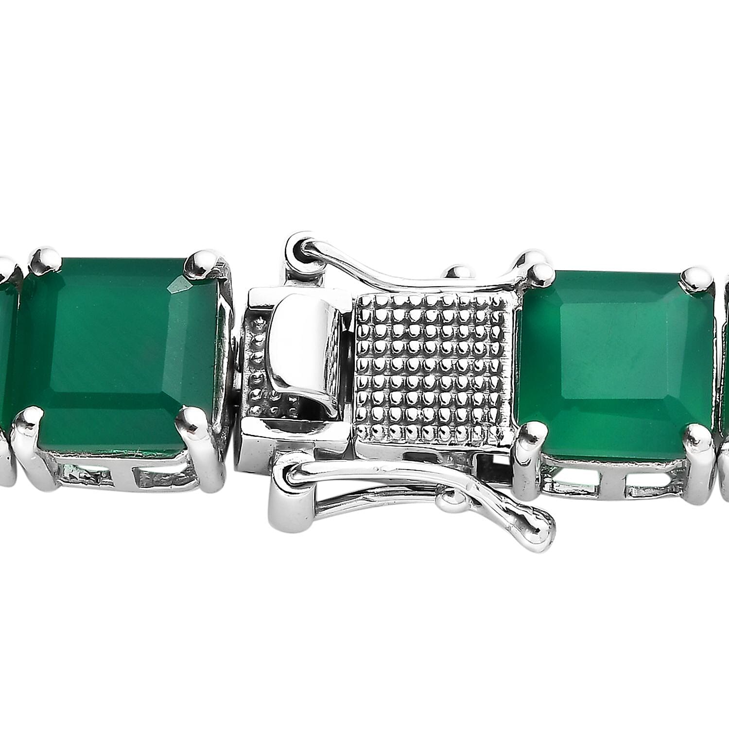 Asscher Cut Verde Onyx Necklace 18 Inches in Platinum Over Sterling Silver 109.10 ctw