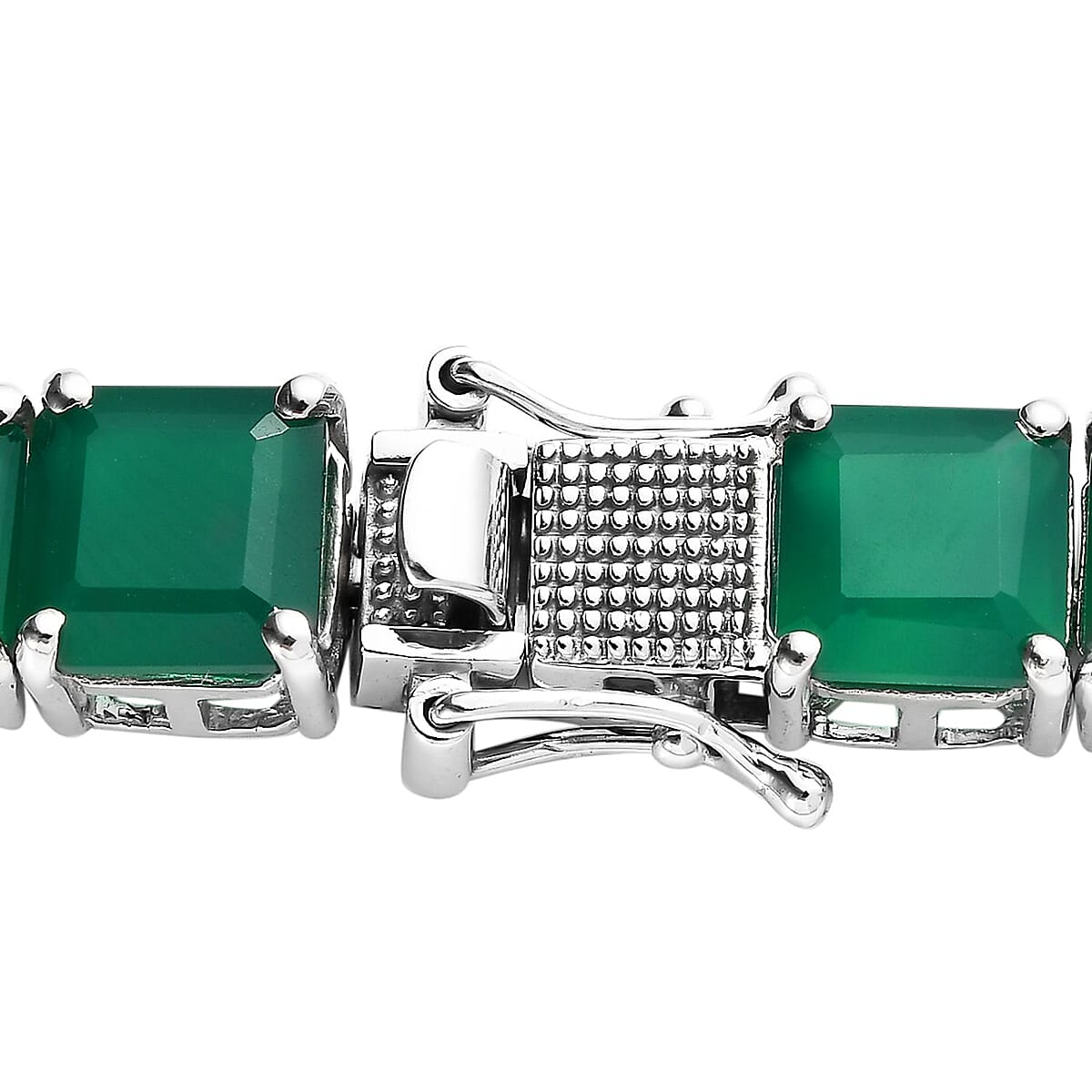 Asscher Cut Verde Onyx Necklace 18 Inches in Platinum Over Sterling Silver 109.10 ctw image number 4