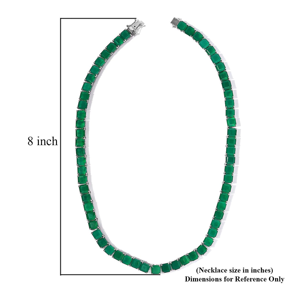 Asscher Cut Verde Onyx Necklace 18 Inches in Platinum Over Sterling Silver 109.10 ctw image number 5