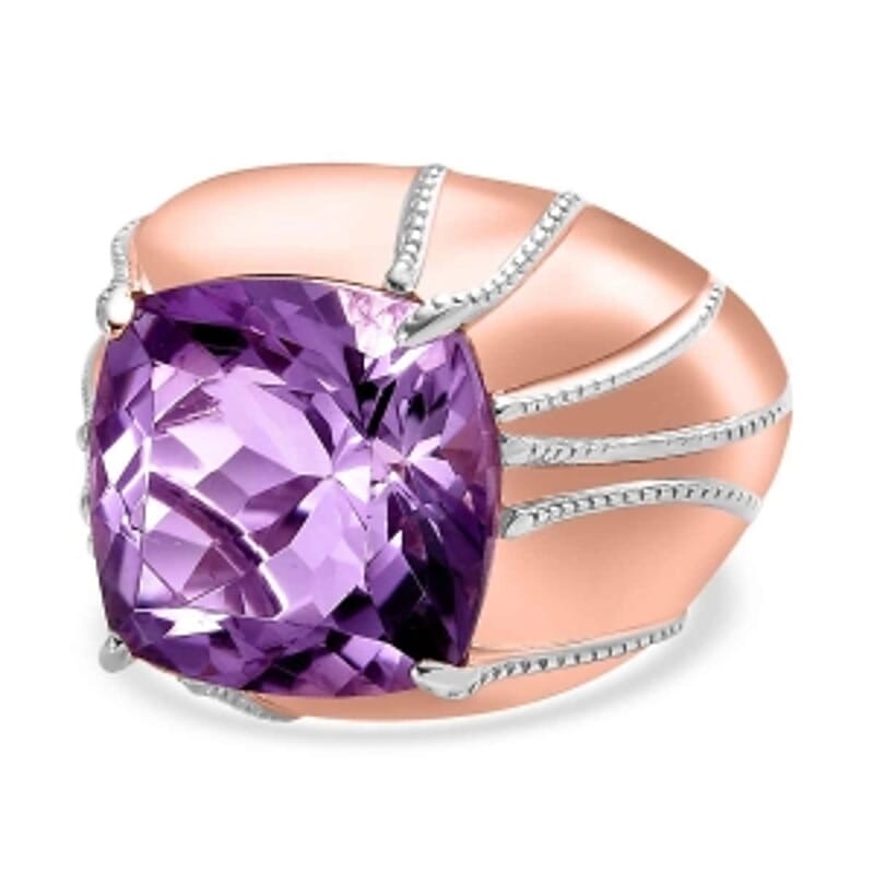 Rose De France Amethyst 7.03 ctw Ring in Vermeil RG Over Sterling Silver (Size 8)