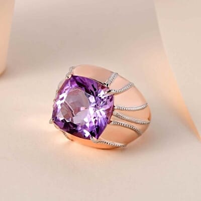 Rose De France Amethyst 7.03 ctw Ring in Vermeil RG Over Sterling Silver (Size 8)