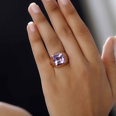 Rose De France Amethyst 7.03 ctw Ring in Vermeil RG Over Sterling Silver (Size 8)