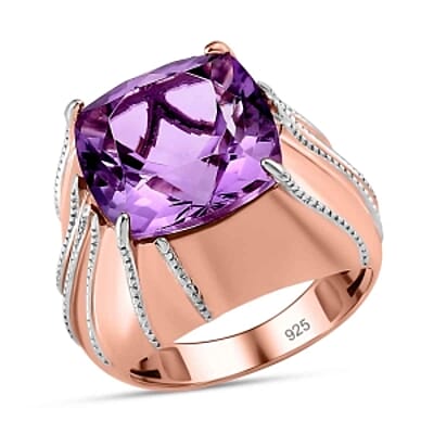 Rose De France Amethyst 7.03 ctw Ring in Vermeil RG Over Sterling Silver (Size 8)