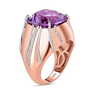 Rose De France Amethyst 7.03 ctw Ring in Vermeil RG Over Sterling Silver (Size 8)