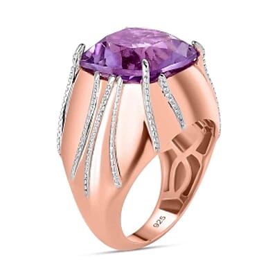 Rose De France Amethyst 7.03 ctw Ring in Vermeil RG Over Sterling Silver (Size 8)