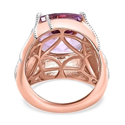 Rose De France Amethyst 7.03 ctw Ring in Vermeil RG Over Sterling Silver (Size 8)