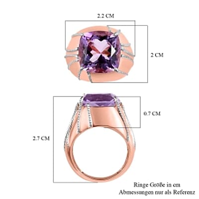 Rose De France Amethyst 7.03 ctw Ring in Vermeil RG Over Sterling Silver (Size 8)