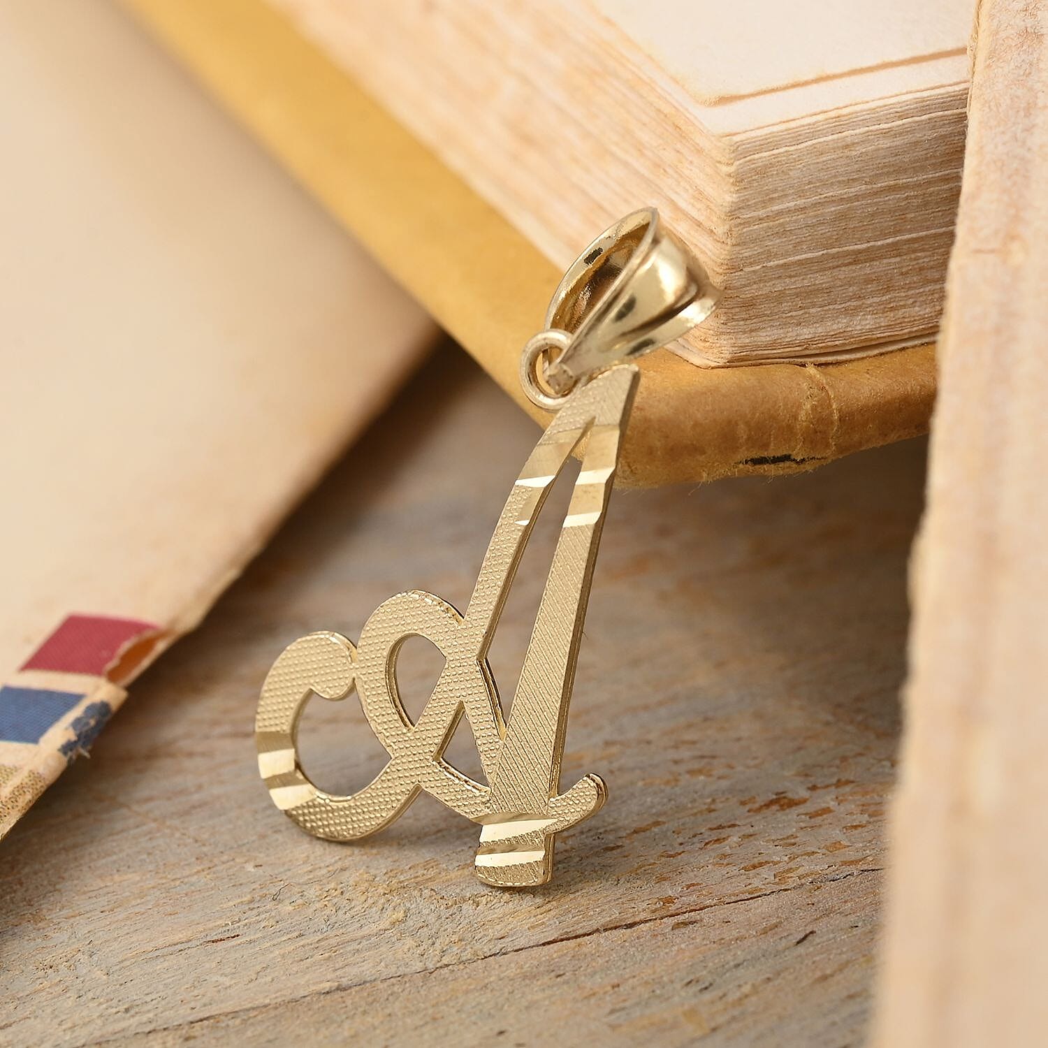 10K Yellow Gold Initial A Pendant