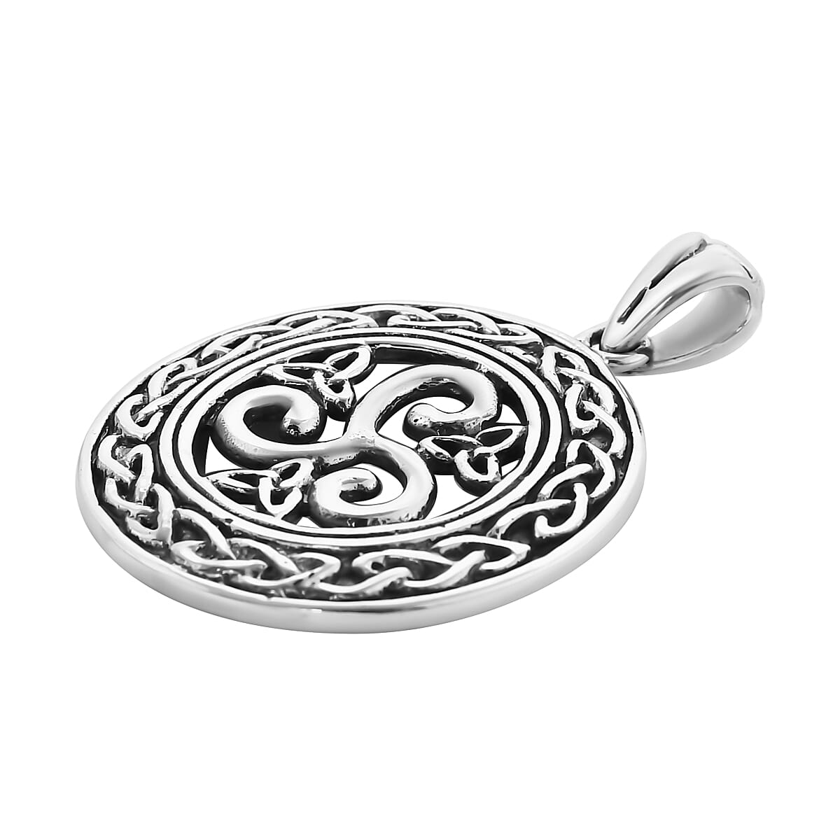 Bali Legacy Sterling Silver Good Luck Irish Knot Celtic Medallion Round Pendant 4.55 Grams image number 3