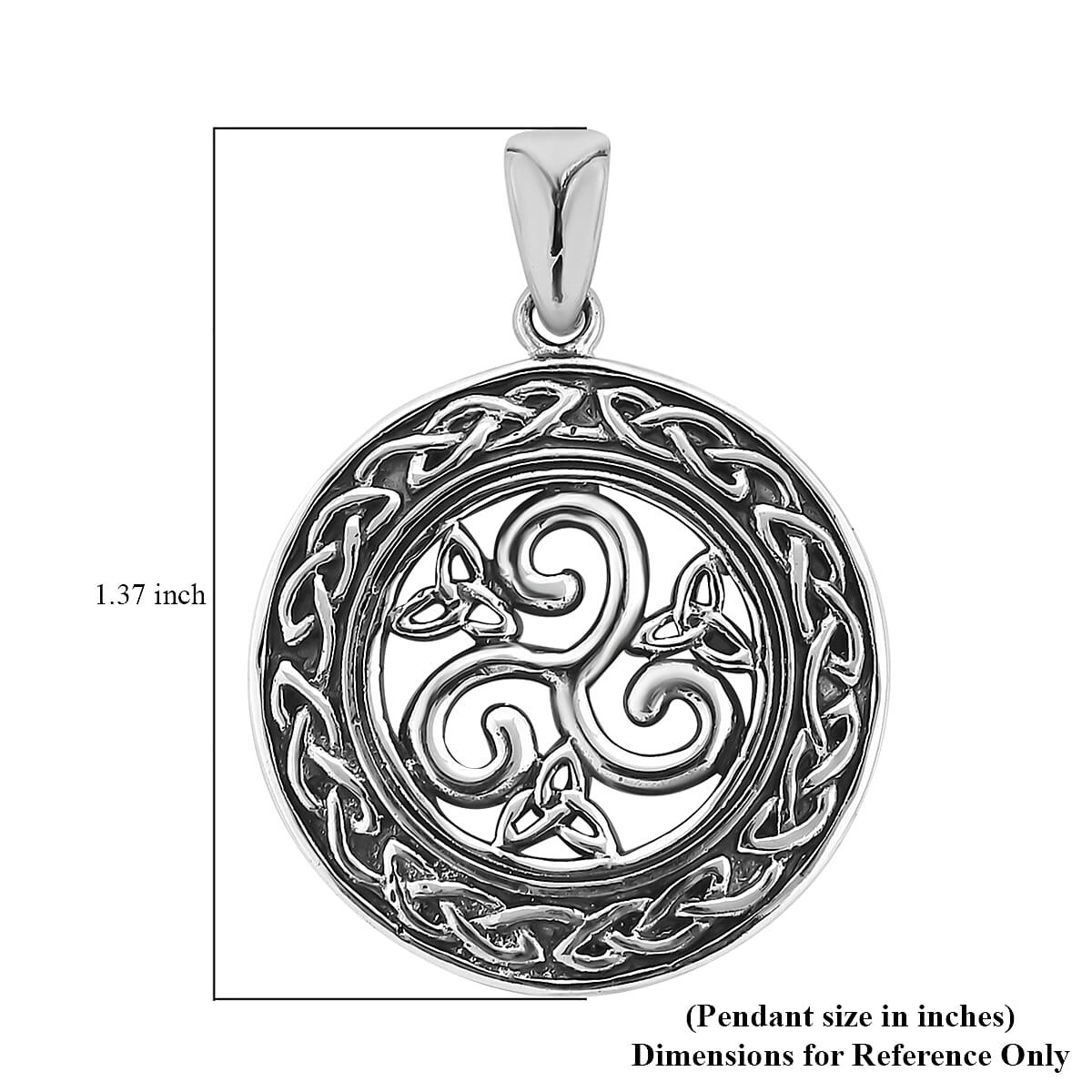 Bali Legacy Sterling Silver Good Luck Irish Knot Celtic Medallion Round Pendant 4.55 Grams image number 4