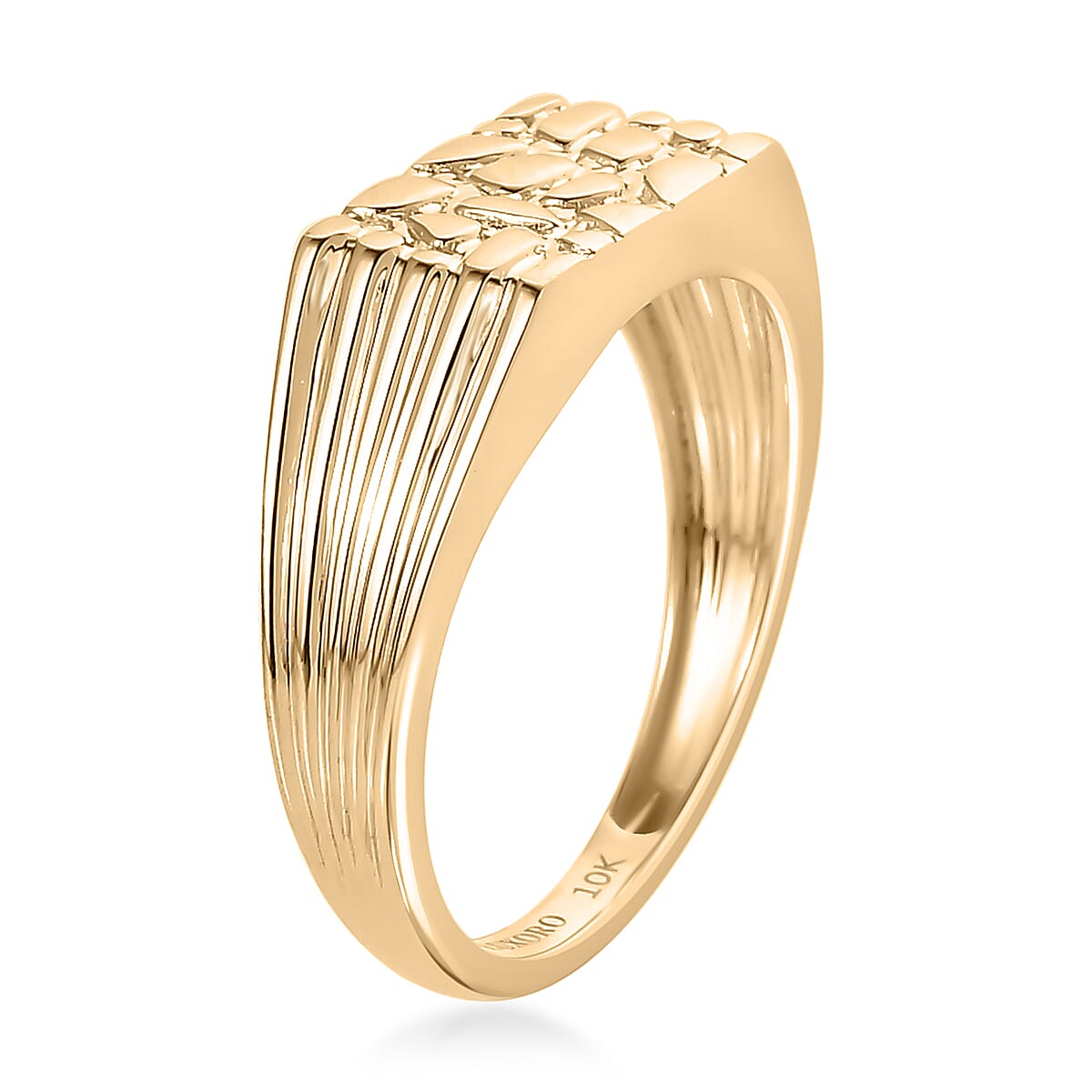 Luxoro 10K Yellow Gold Nugget Pattern Men's Ring, Promise Rings (Size 14.0) 4.00 Grams image number 1