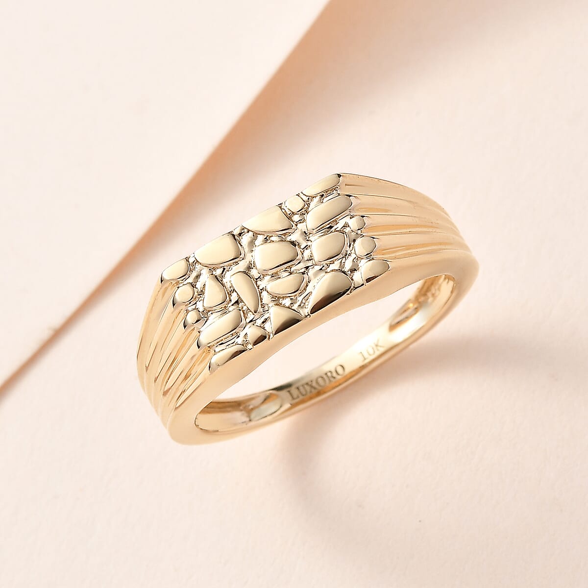 Luxoro 10K Yellow Gold Nugett Pattern Men's Ring (Size 9.0) 4.00 Grams image number 1
