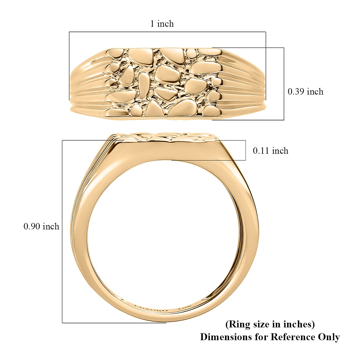Luxoro 10K Yellow Gold Nugett Pattern Men's Ring (Size 9.0) 4.00 Grams image number 3