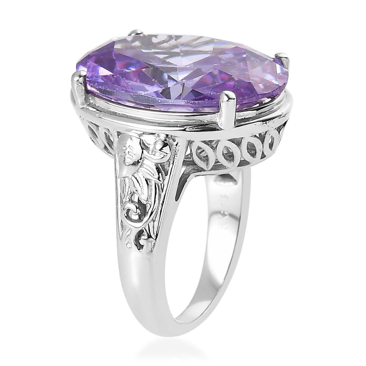 Karis Simulated Amethyst Color Diamond Solitaire Ring in Platinum Bond (Size 10.0) 23.15 ctw image number 3