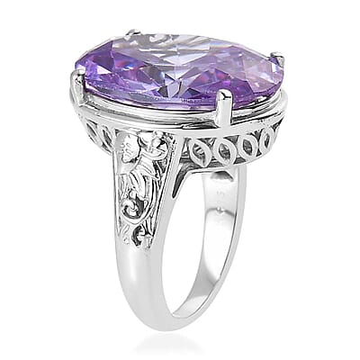Karis Simulated Amethyst Color Diamond Solitaire Ring in Platinum Bond (Size 10.0) 23.15 ctw