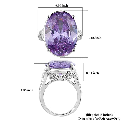 Karis Simulated Amethyst Color Diamond Solitaire Ring in Platinum Bond (Size 10.0) 23.15 ctw