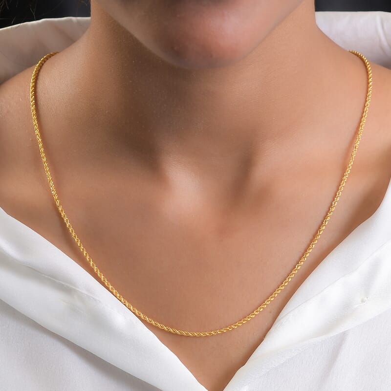 22K Yellow Gold 1.70mm Rope Chain 22 Inches 3.35 Grams