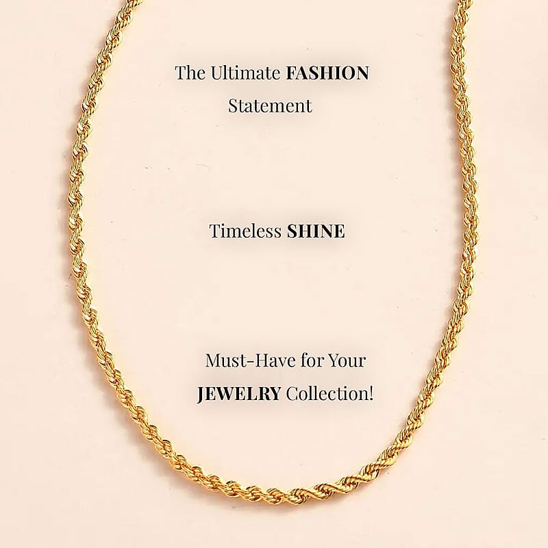20K Yellow Gold Rope Chain Necklace, 20 K Yellow Gold Necklace, Rope Necklace, 22 Inch Chain Necklace, Gold Jewelry 3 Grams