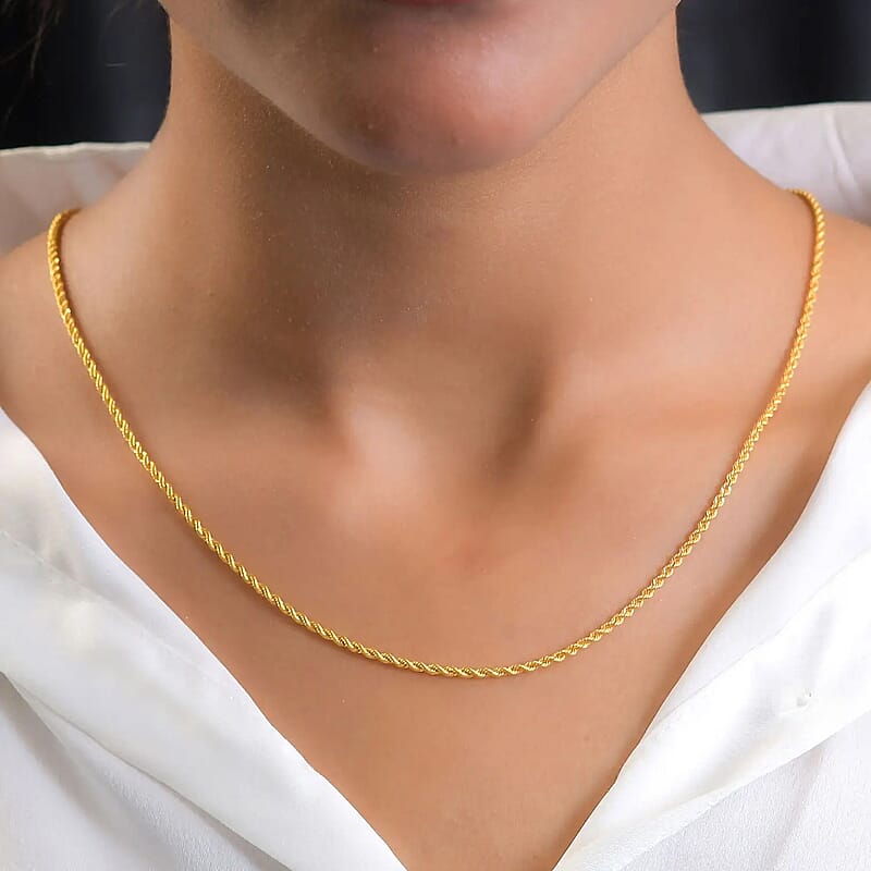 20K Yellow Gold Rope Chain Necklace, 20 K Yellow Gold Necklace, Rope Necklace, 22 Inch Chain Necklace, Gold Jewelry 3 Grams