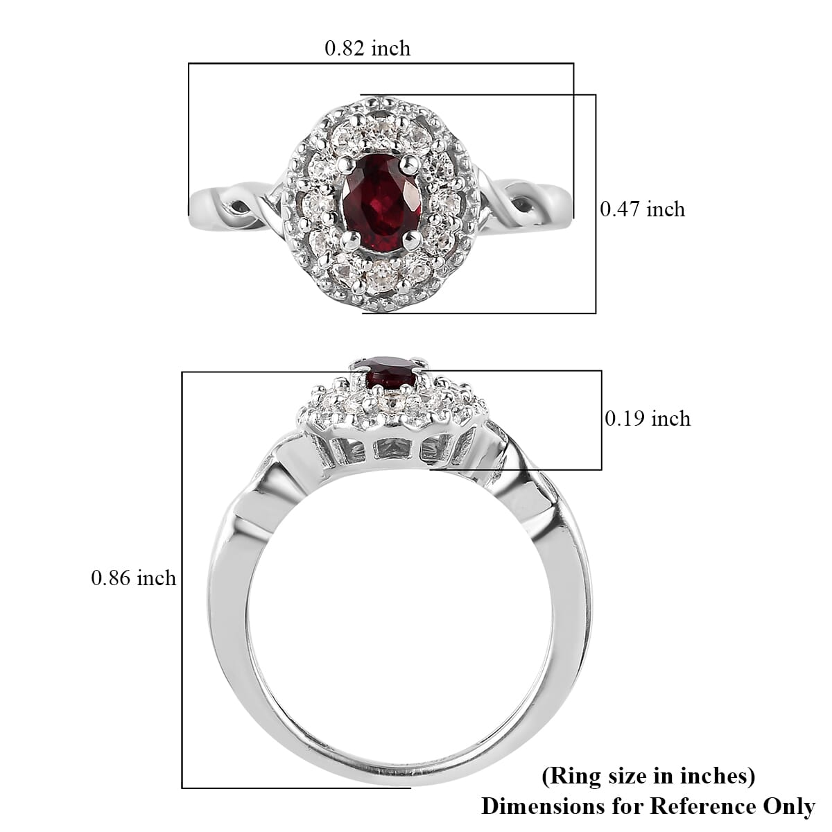 Anthill Garnet and White Zircon Halo Ring in Platinum Over Sterling Silver 0.65 ctw image number 5