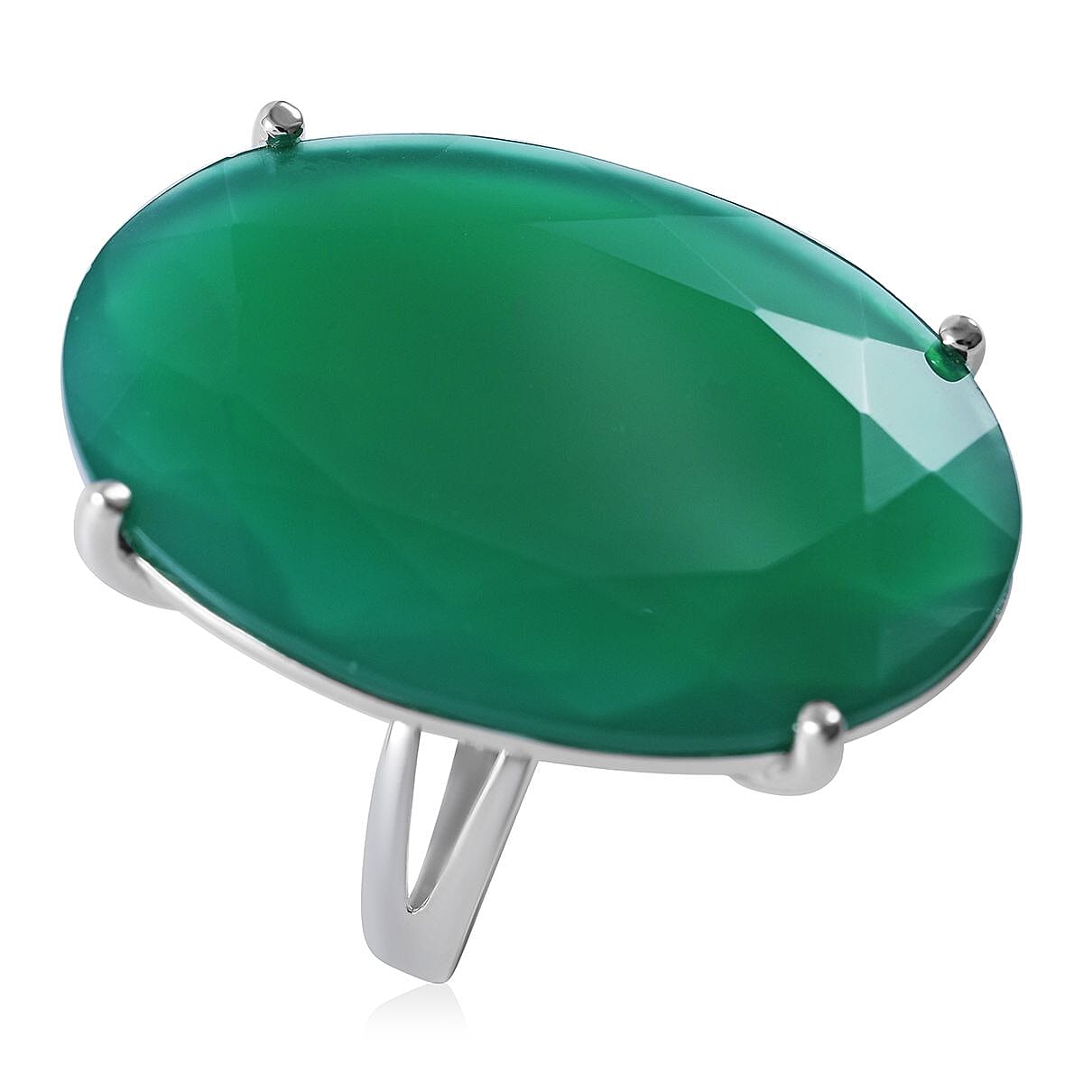 Verde Onyx Ring in Platinum Over Sterling Silver (Size 10.0) 50.00 ctw image number 2