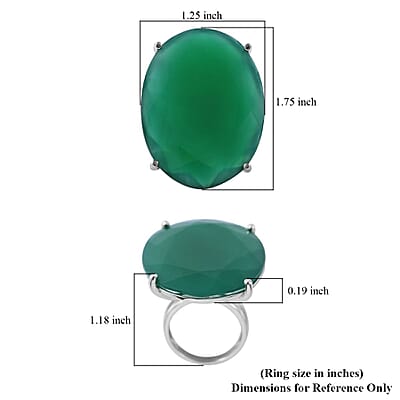 Verde Onyx Solitaire Ring in Platinum Over Sterling Silver (Size 10.0) 54.50 ctw