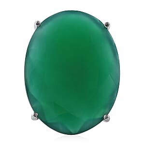 Verde Onyx Solitaire Ring in Platinum Over Sterling Silver (Size 6.0) 54.50 ctw