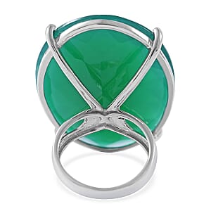 Verde Onyx Solitaire Ring in Platinum Over Sterling Silver (Size 6.0) 54.50 ctw
