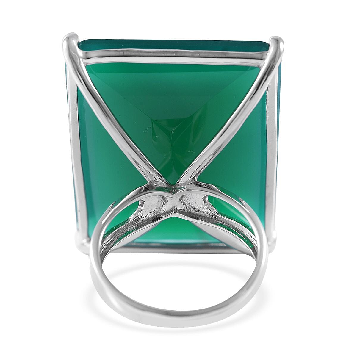 Verde Onyx Solitaire Ring in Platinum Over Sterling Silver (Size 7.0) 53.85 ctw image number 3