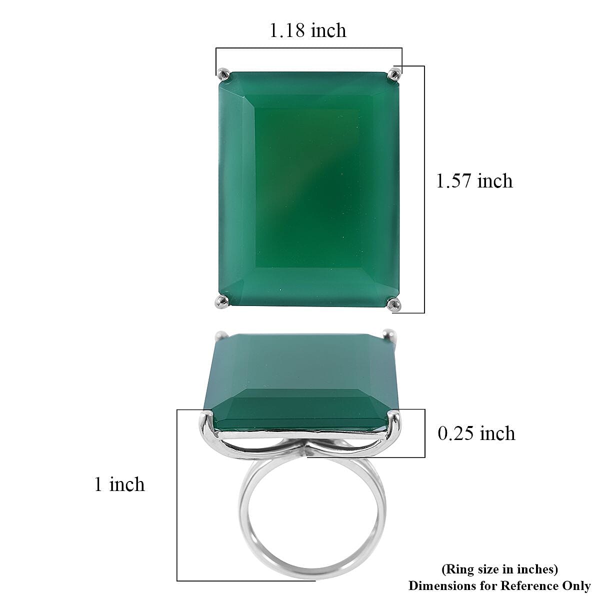 Verde Onyx Solitaire Ring in Platinum Over Sterling Silver (Size 7.0) 53.85 ctw image number 4
