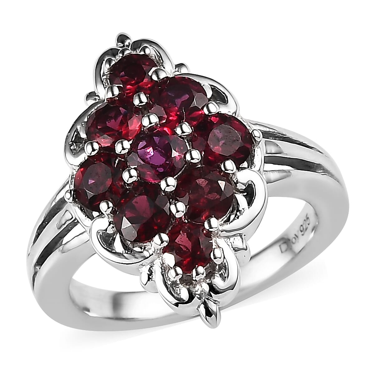 Anthill Garnet Elongated Ring in Platinum Over Sterling Silver 1.85 ctw image number 0