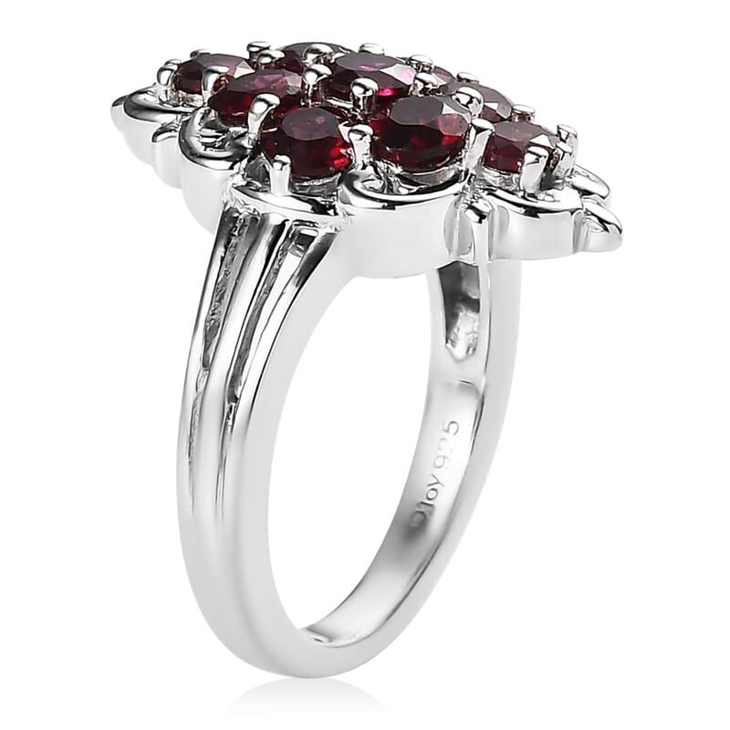 Anthill Garnet Elongated Ring in Platinum Over Sterling Silver (Size 10.0) 1.85 ctw