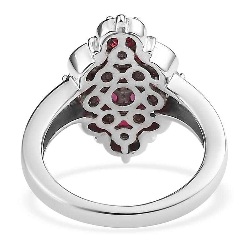 Anthill Garnet Elongated Ring in Platinum Over Sterling Silver (Size 10.0) 1.85 ctw