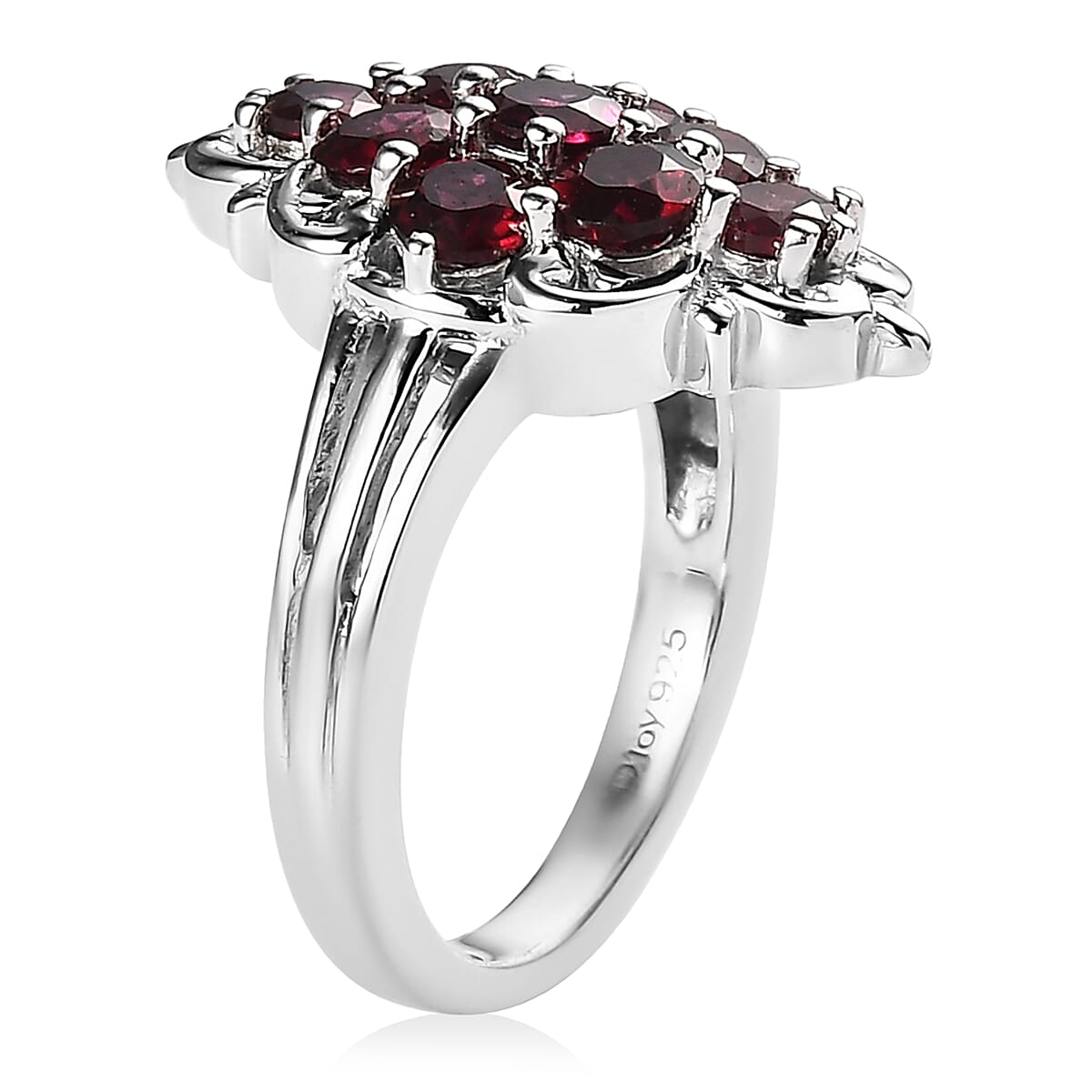 Anthill Garnet Elongated Ring in Platinum Over Sterling Silver (Size 6.0) 1.85 ctw image number 3